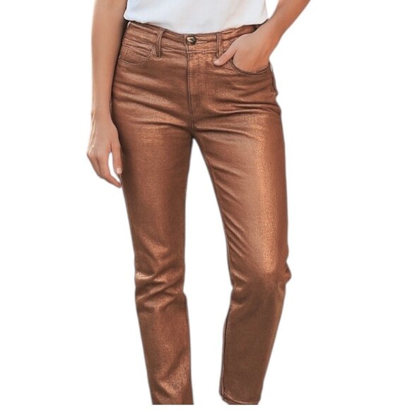 a.n.a. Women’s High-Rise Straight Stretch Metallic Effect Copper Jeans Sz 10 NWT - Picture 14 of 14